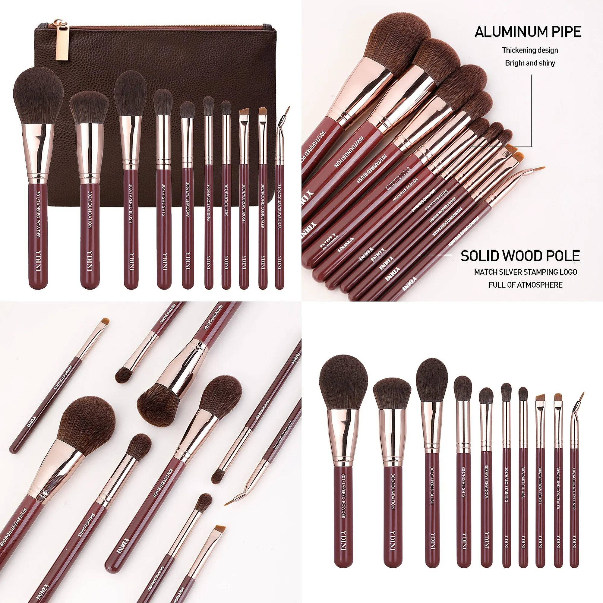 wholesale custom logo 10pcs private label brush makeup kabuki foundation makeup brush set