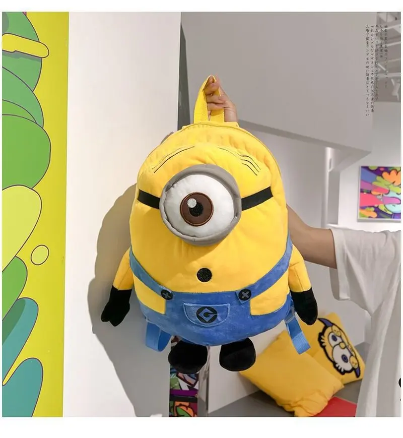 

Флисовый рюкзак с изображением аниме-персонажей Миньоны, большая школьная сумка с куклой Миньон, вместительный рюкзак для студентов, подушка-кукла Бува для сна