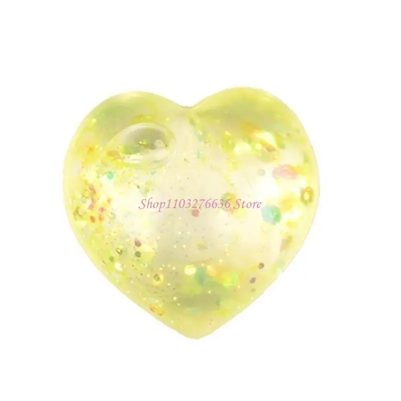 R6FD Stretchy Glitters Love Heart Squeeze Toy Soft Pinch and Vent Toy Party Favor Stress Release Toy for Office Kids Relaxing