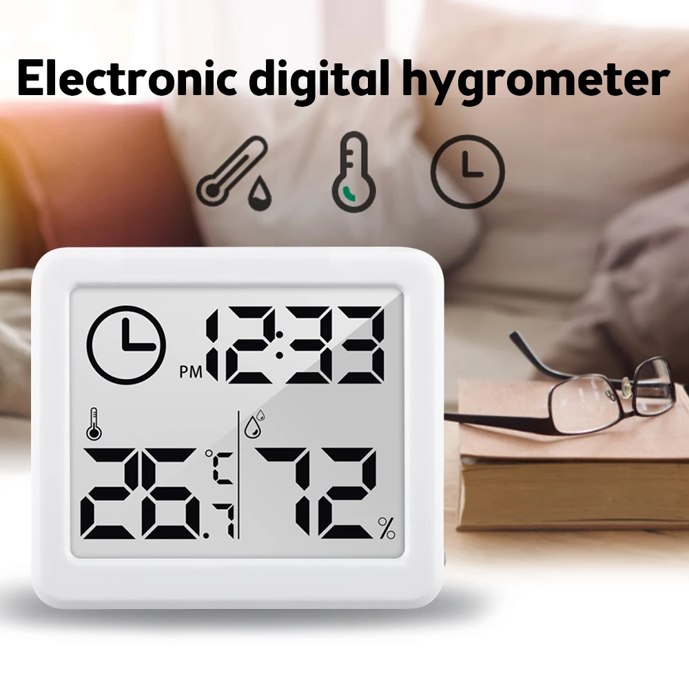 다기능 온도계 습도계, 3.2 인치 LCD 화면, 자동 전자 온도 습도 모니터, 가정용 온도계