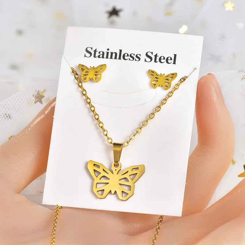 New Fashion Irregular Pattern Pendant Earrings Set Snowflake Jigsaw Plated Star Two Piece Jewelry Accessories Gift