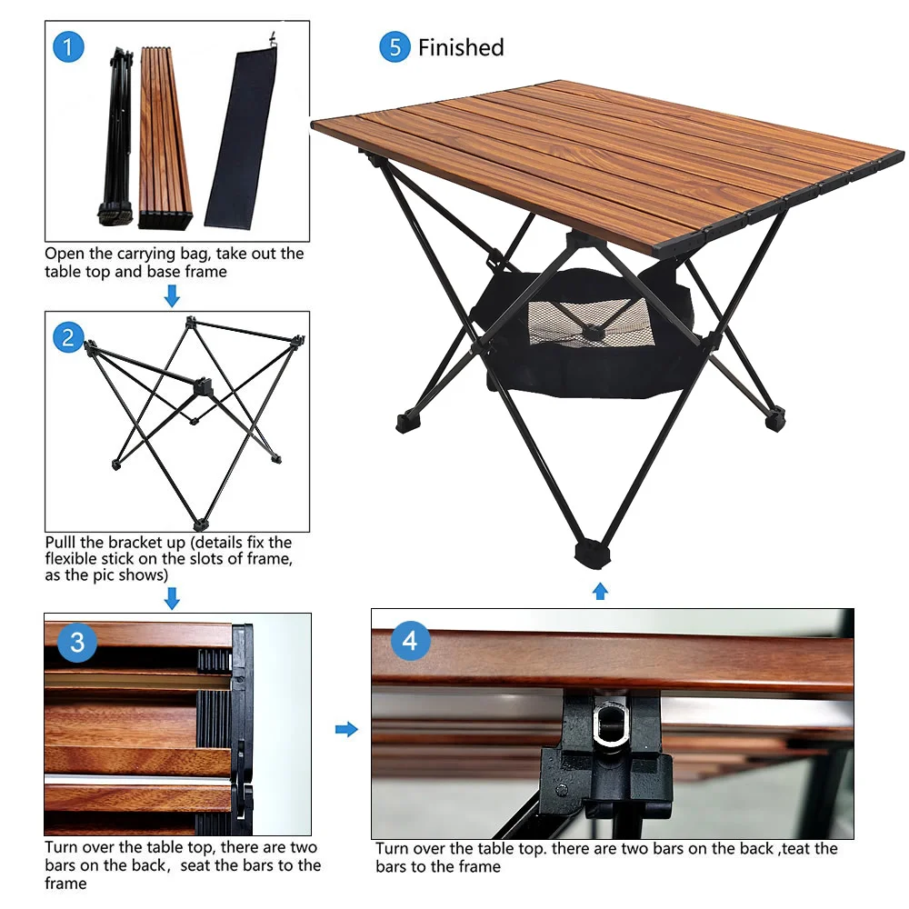 Outdoor Dining Table Aluminum Portable Ultralight Folding Camping Table Can Be Folded for Family Gatherings, Picnic Barbecue