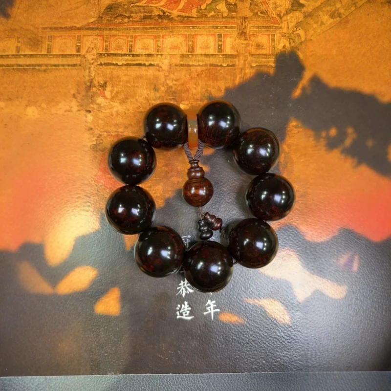 Lao imitation Hainan Huanghuali wood for men and women, decorative firework material Buddhist bead bracelet 3.0