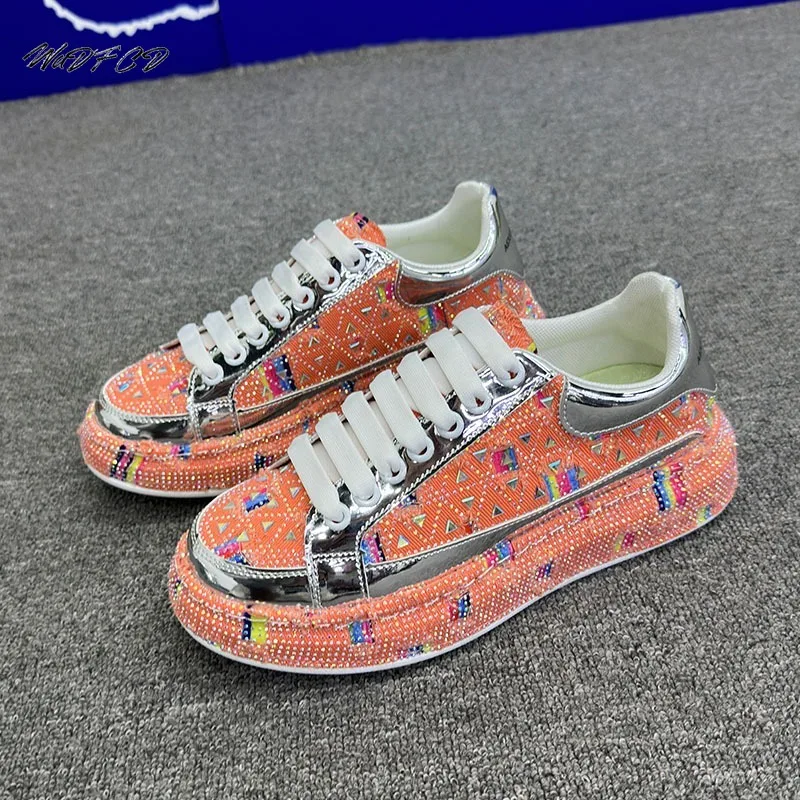 Sneakers Casual Mens Designer Bling Punk Board·shoes Fashion Microfiber Leather Breathable Height Increased Flat Platform Shoes