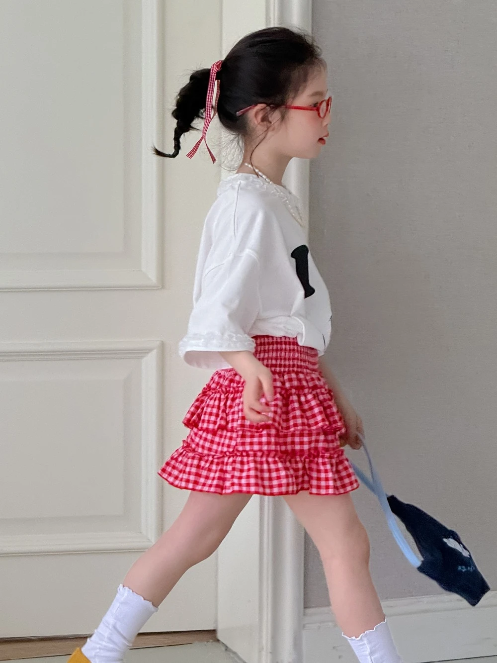 

Plaid Cake Skirt Summer 2025 New Fashionable Cute Sweet Casual All-match Checkered Lace Cake Skirt Kids Clothes