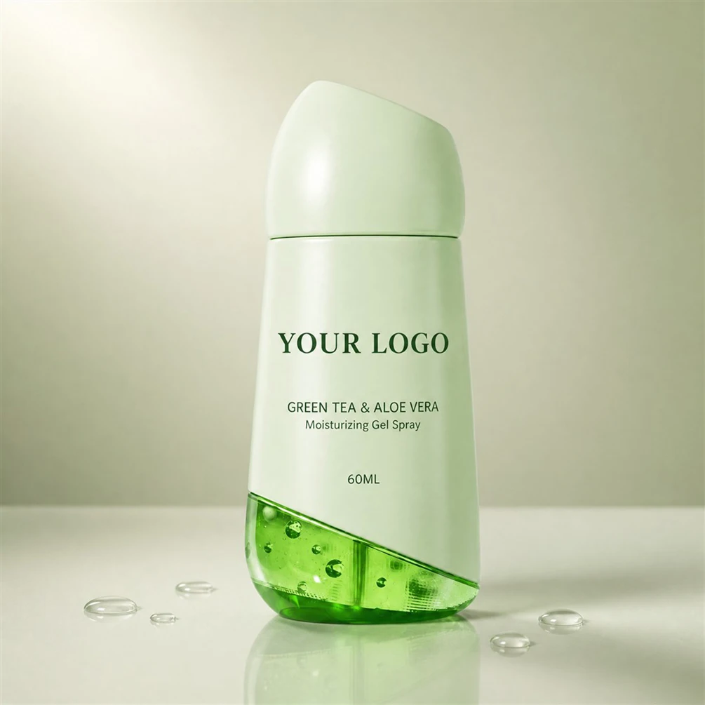 Private Label Hydration Spray Custom Logo 60ml Green Tea Aloe Vera Hydrating Moisturizing Spray Gel Face Skin Care Makeup Vegan