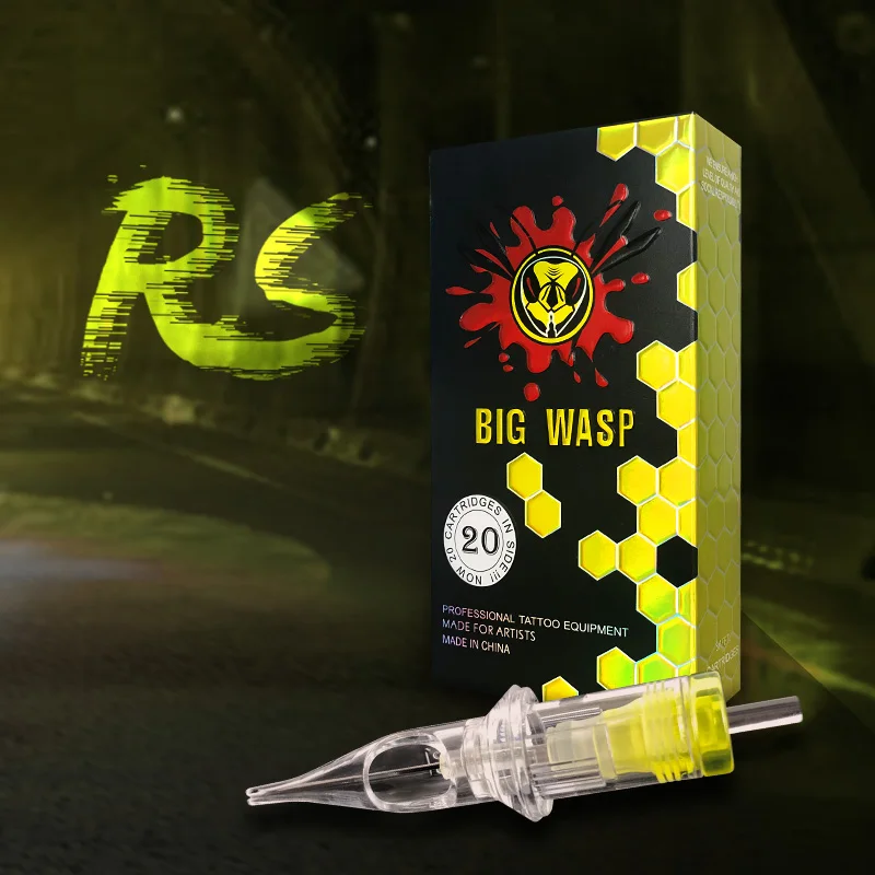 BIGWASP 투명 문신 카트리지 바늘, 영구 메이크업 문신 바늘, 회전식 문신 기계 펜, 0.30mm, 0.35mm RS 20 개