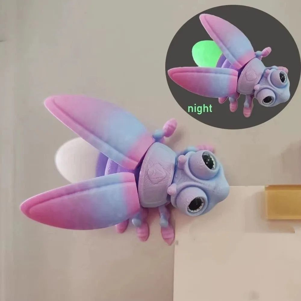 Creative 3D Printed Luminous Firefly Figurines Cute Glowing Tail 3D Printed Firefly Model Grown in Dark Luminous