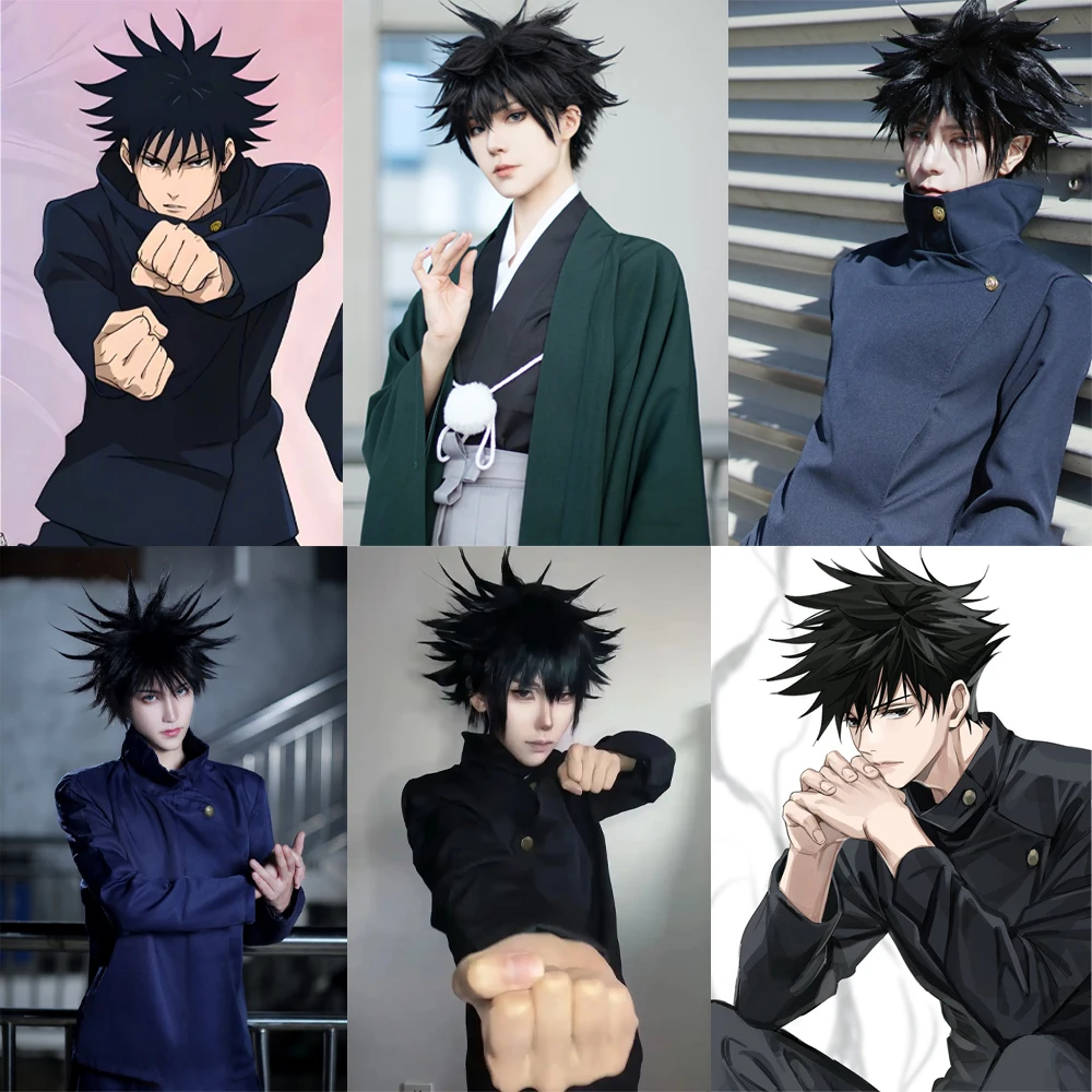 عالية الجودة أنيمي Jujutsu Kaisen Fushiguro Megumi تأثيري الشعر الاصطناعية أسود قصير الشعر رقيق الطبيعي هالوين شعر مستعار يومي