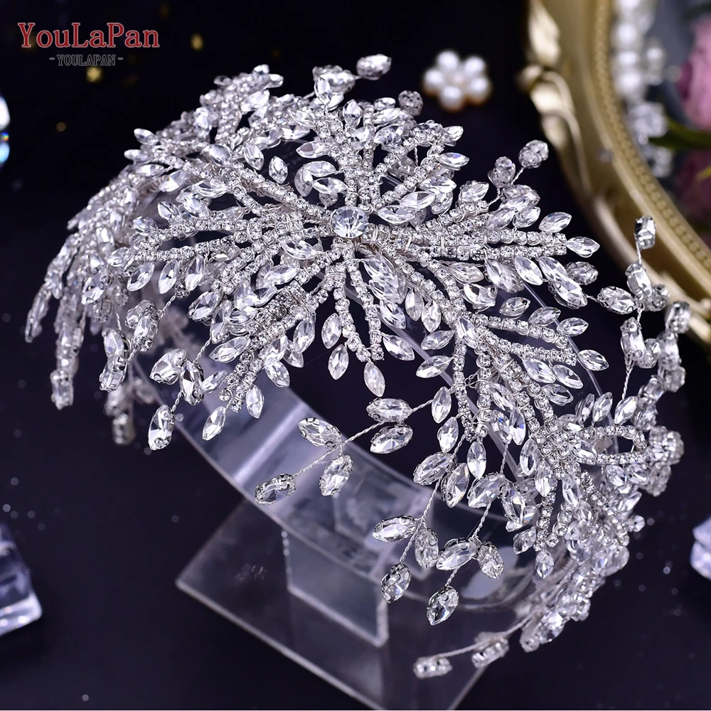 TOPQUEEN Rhinestone Wedding Tiara and Crown Bridal Headband Hair Accessories Woman Headpiece Princess Headdress Diadem HP482