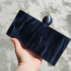 Marble Pearl Black Long acrilico Box PVC pochette da sera donna Mini Flap Travel Beach borse e borsette Wedrses e borsetta