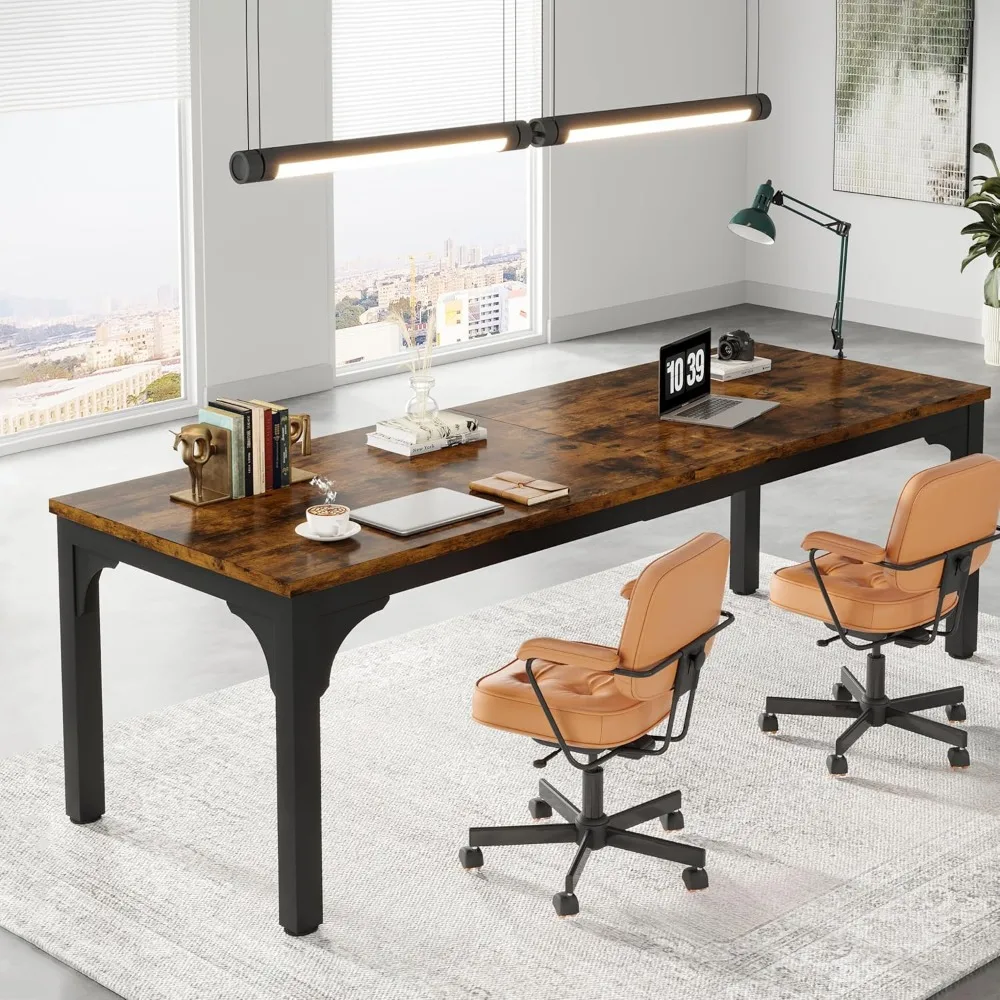 

78.7 Inches Extra Long Computer Desk 2 Person Desk, Large Executive Office Desk, Rustic Double Computer Table Study Writing Work