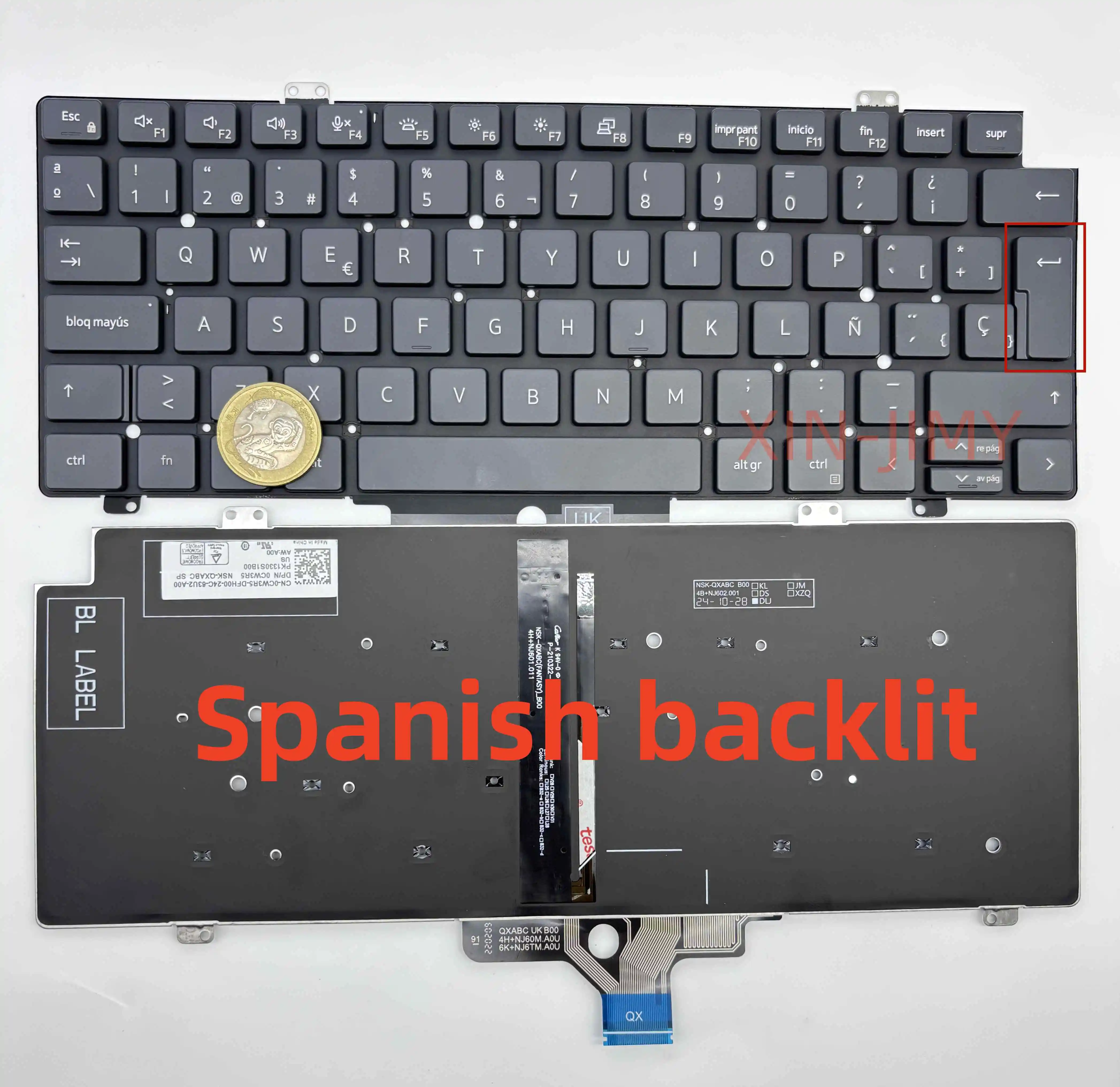 

Черная клавиатура для ноутбука с испанской раскладкой и подсветкой для Dell Latitude 3440 0JW78G, P165G 2024,345 Teclado