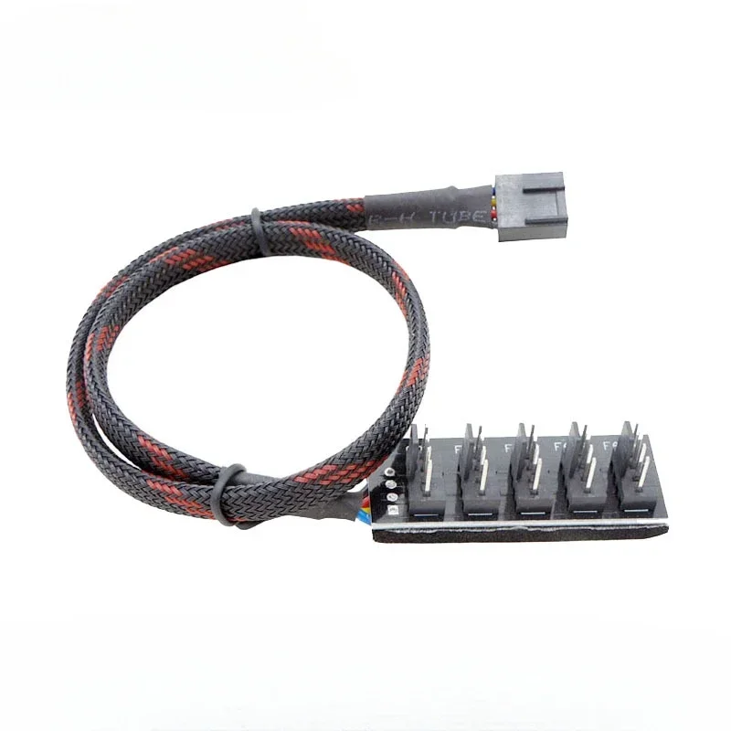 1pcs 5-Way 4Pin CPU Power Cable Hub CPU Cooler Case PWM Cooling Fan Power Cable Hub Splitter Adapter Hub Fan Spliter