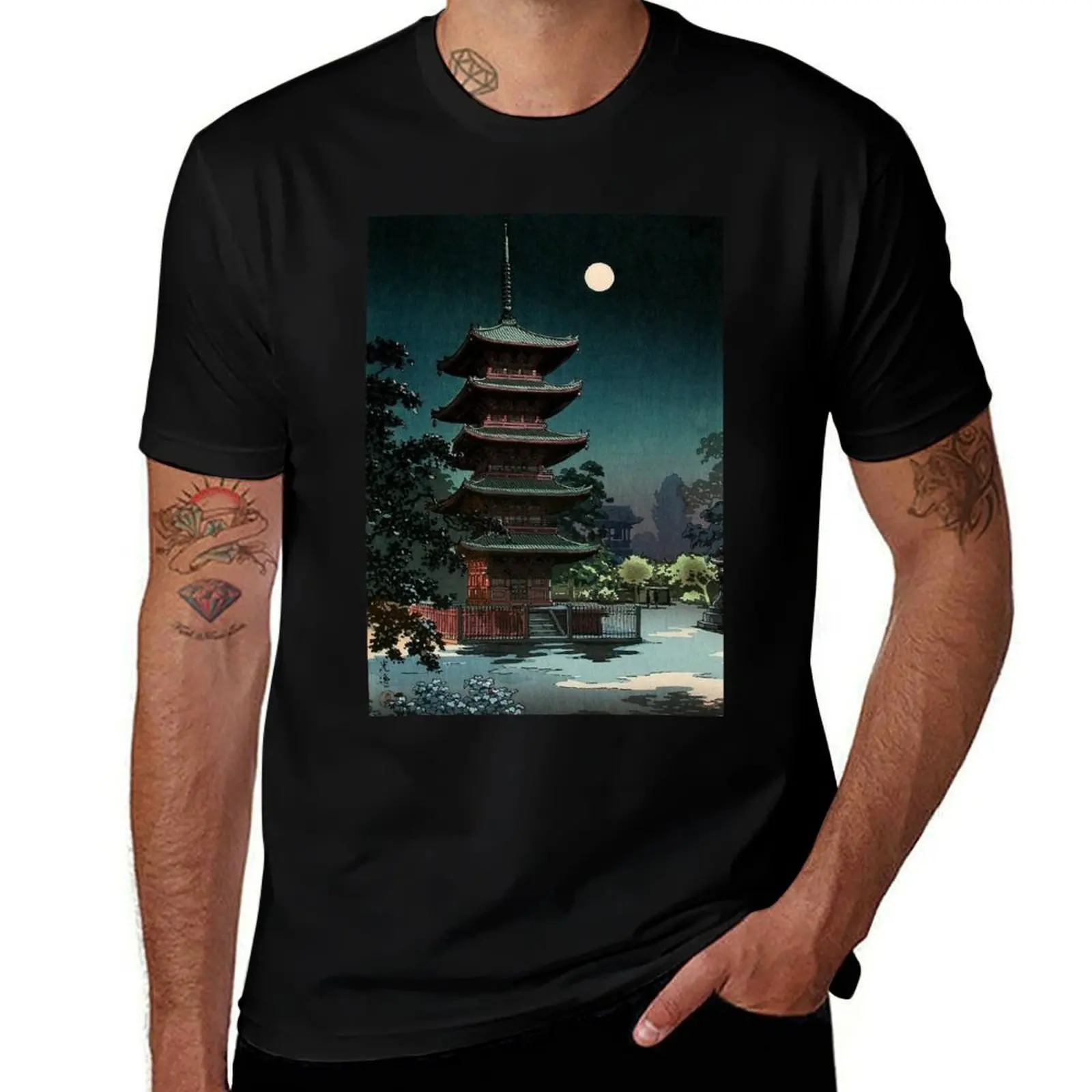 Asakusa Kinryuzan Temple Tsuchiya Koitsu T-Shirt High Elasticity Sports Tee Shirt T-Shirt