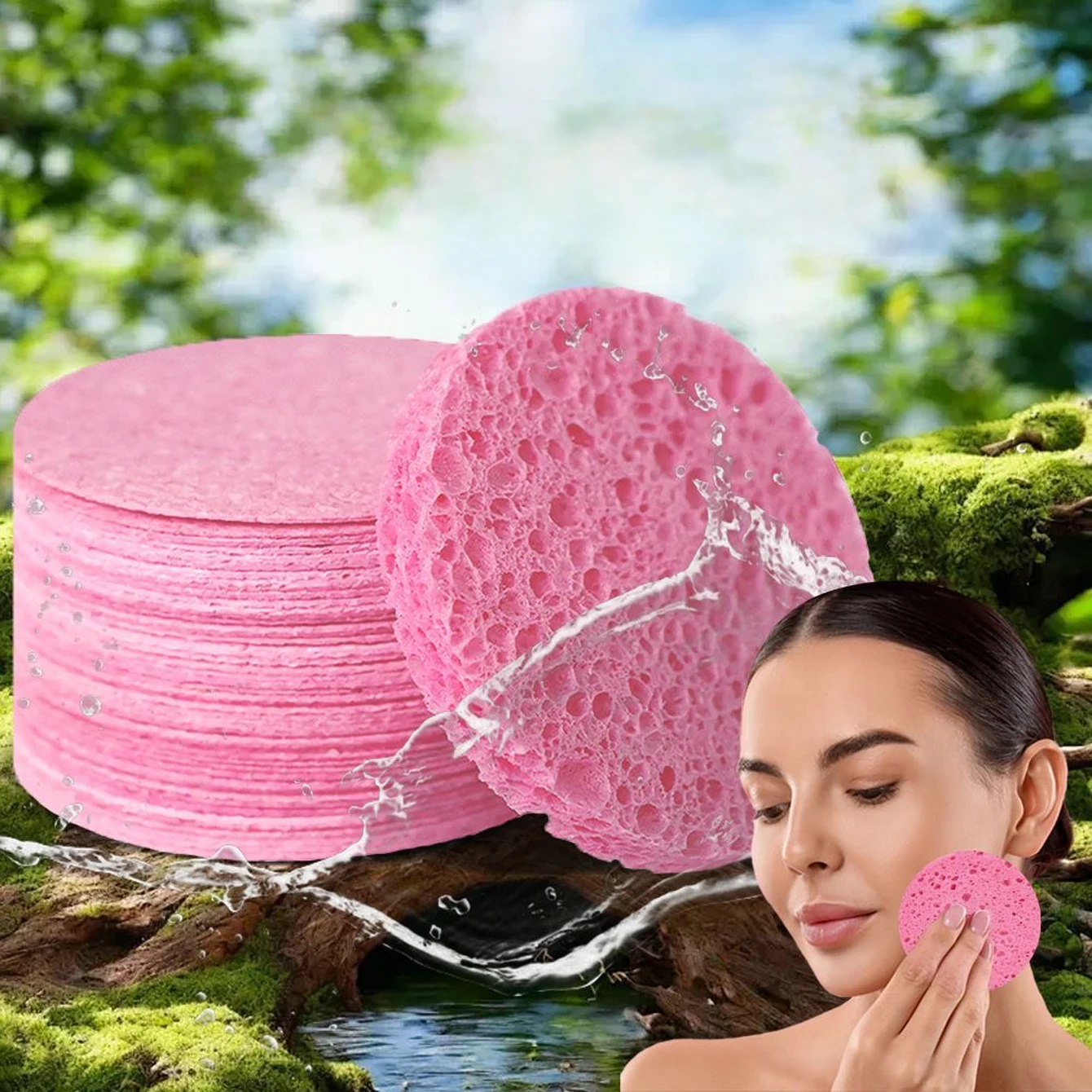 10-50PCS Compress Face Wash Puff Natural Wood Pulp Sponge Face Wash Puff Foaming Face Puff Cosmetic Puff Face Cleansing Sponge