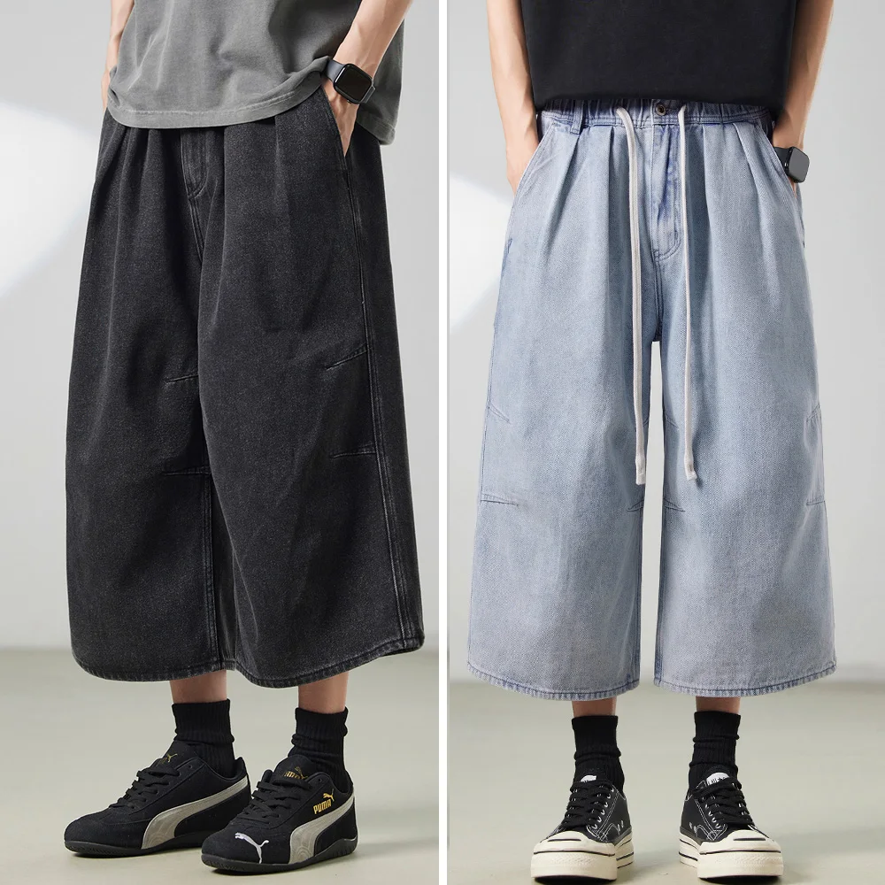 

Men Spring Summer Streetwear Fashion Vintage Loose Casual Calf-length Denim Jeans Pants Cityboy Plus Size Jeans Trousers man