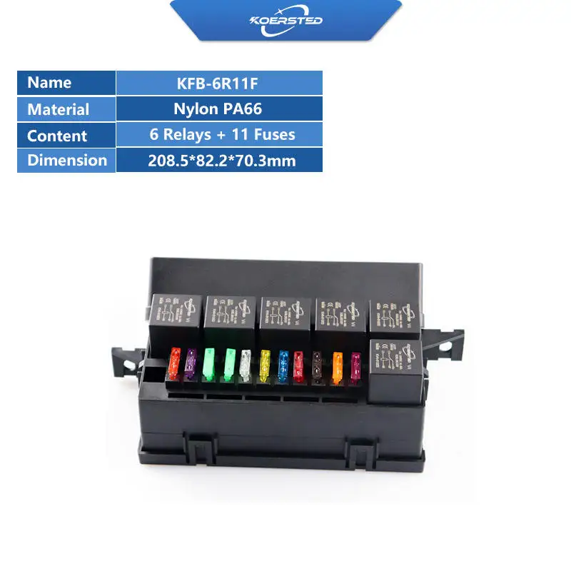 KKA-6R11F Automobile Relay Fuse Box 12V  Car Fuse Box Auto Control Box Including 6 Relays and 11 Fuses Automobile Ship Parts