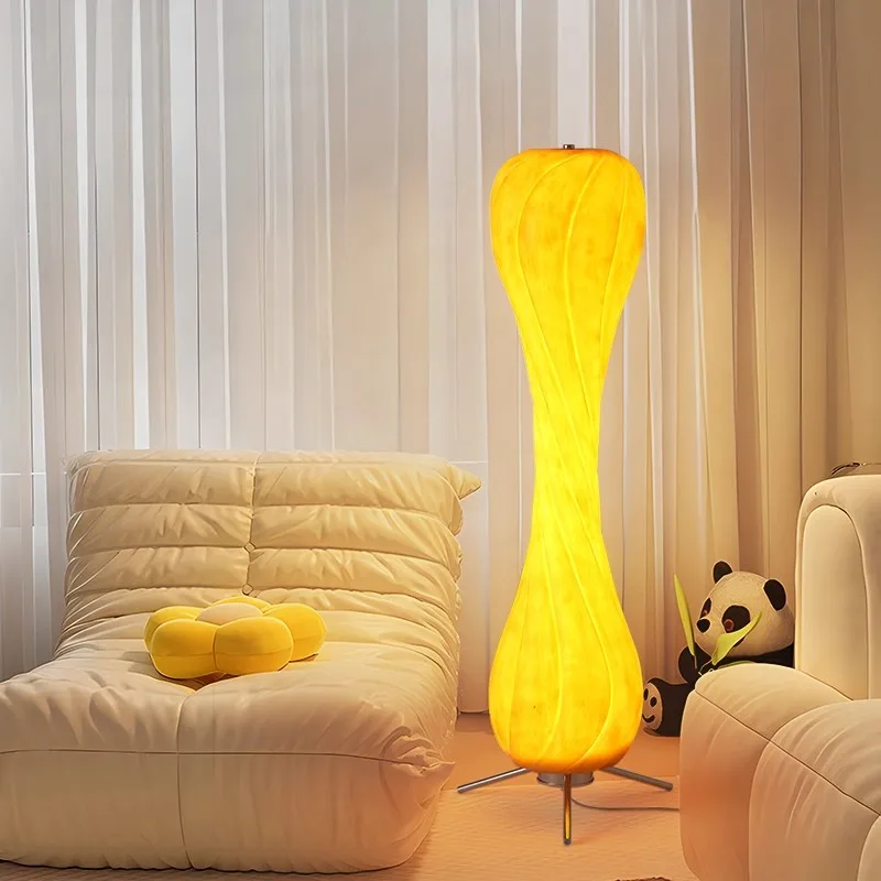 Mid Ancient Style Pumpkin Floor Lamp Living Room Sofa Side Stand Light Atmosphere Lamp Bedroom Bedside Lamp Room Decoration LED