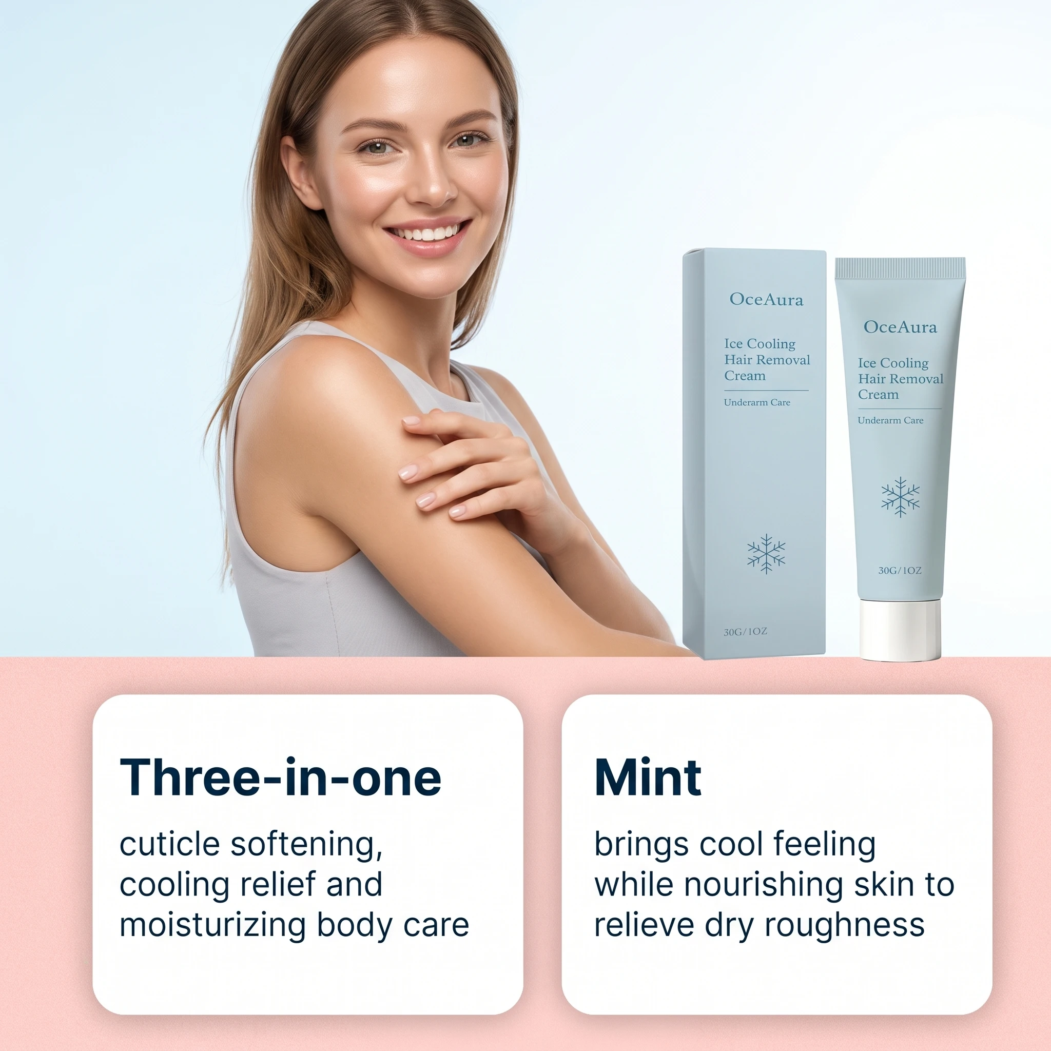 Ice Cooling Hair Removal Cream Quick Smooth Sensitive Skin Soothing Body Hair Remover Care Underarm Gentle Painless Depilatory