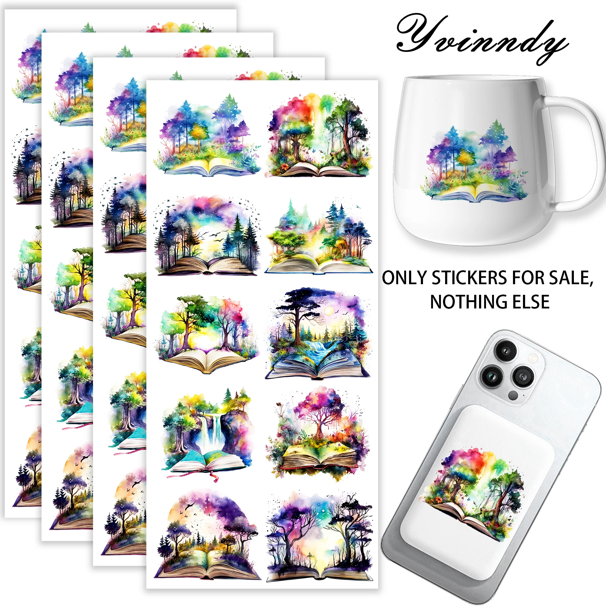 40 Stück/Sets Magic Book Forest DIY UV DTF Tassenaufkleber – Hochviskose UV DTF Tassenaufkleber für 16OZ oder Tassen