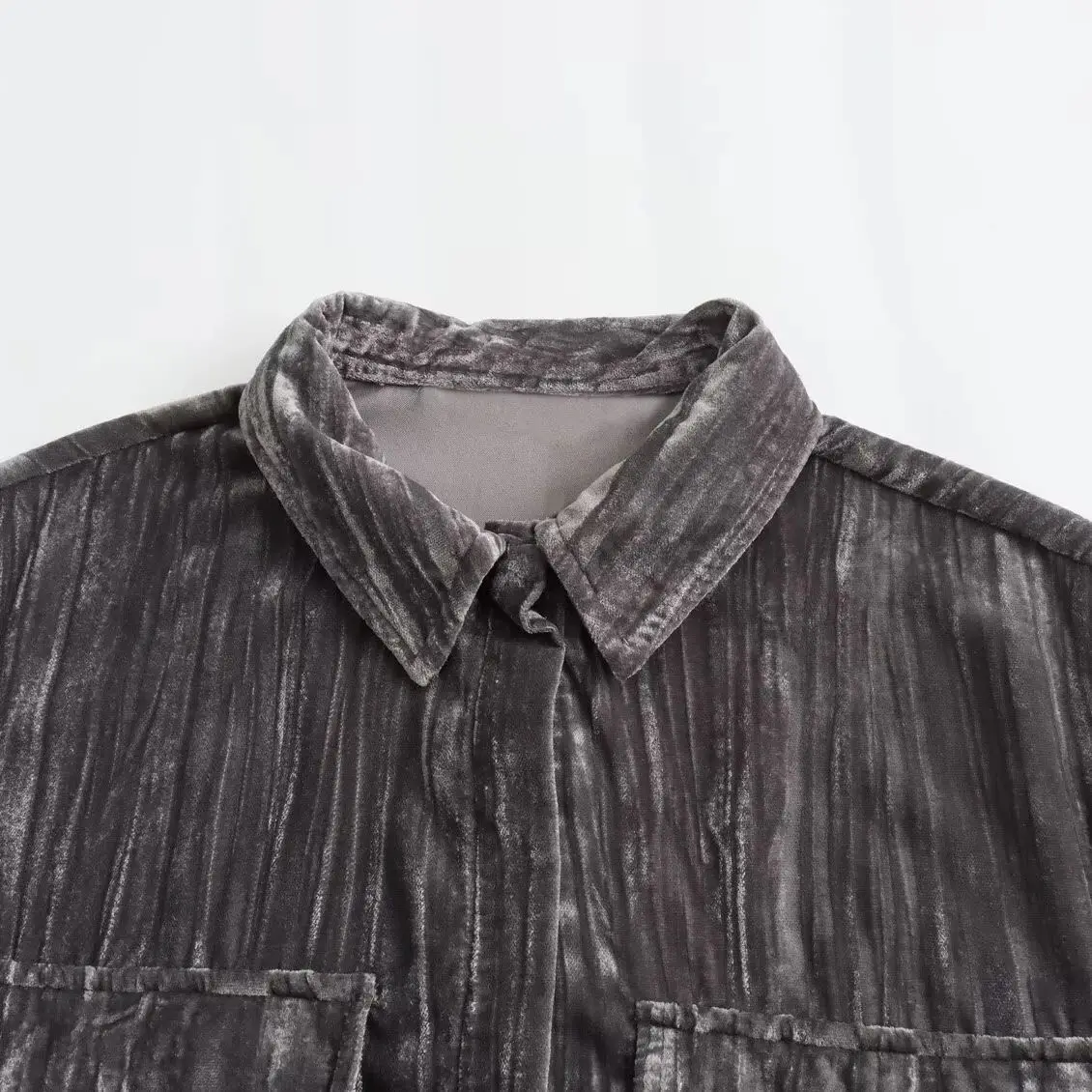 2025年女性ファッション 欧米風 秋新作 イミテーションベルベット 長袖シャツ バック スリット入り ミディスカート アウター