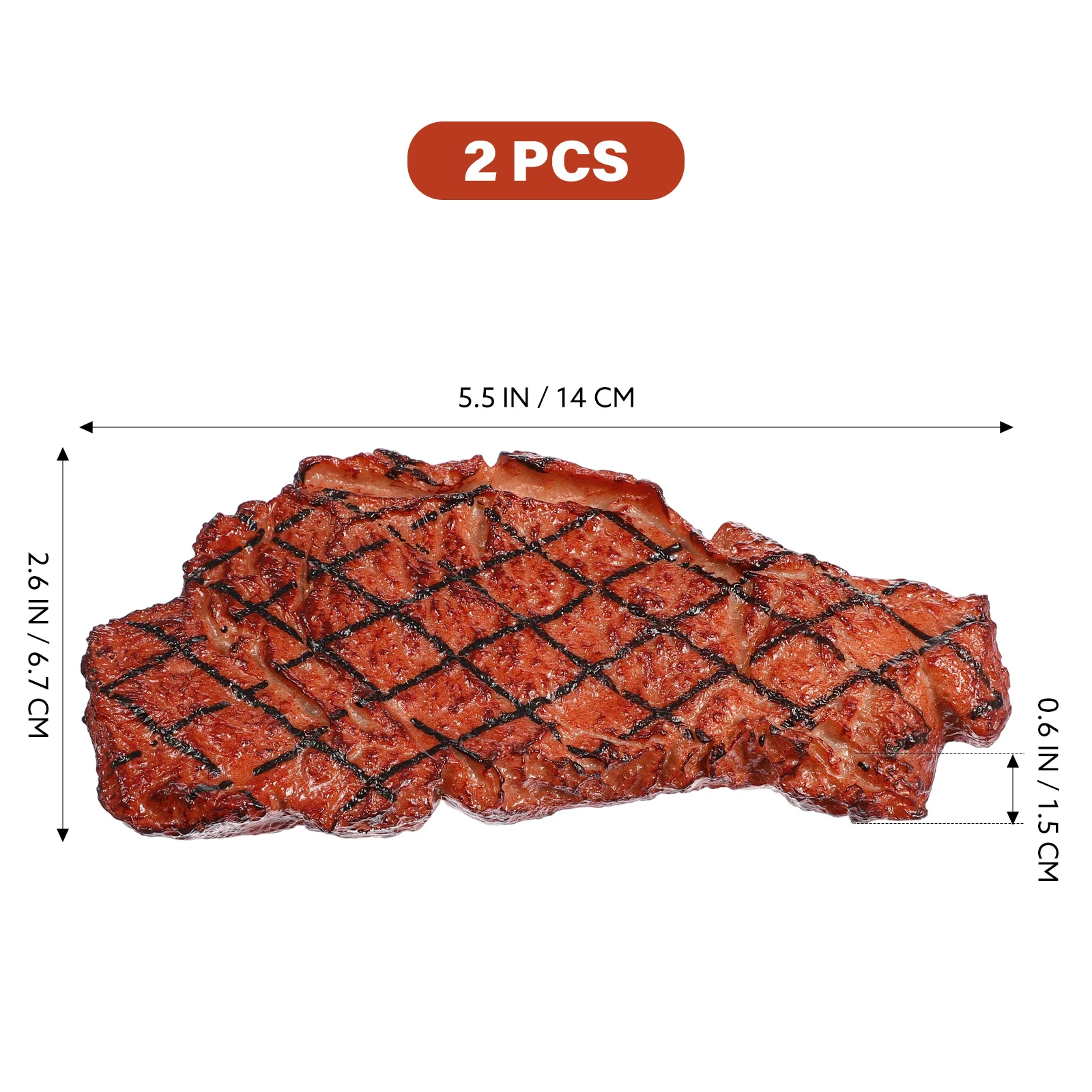 Mainan makanan palsu buatan, mainan Steak daging matang palsu, simulasi ornamen memasak 2 buah