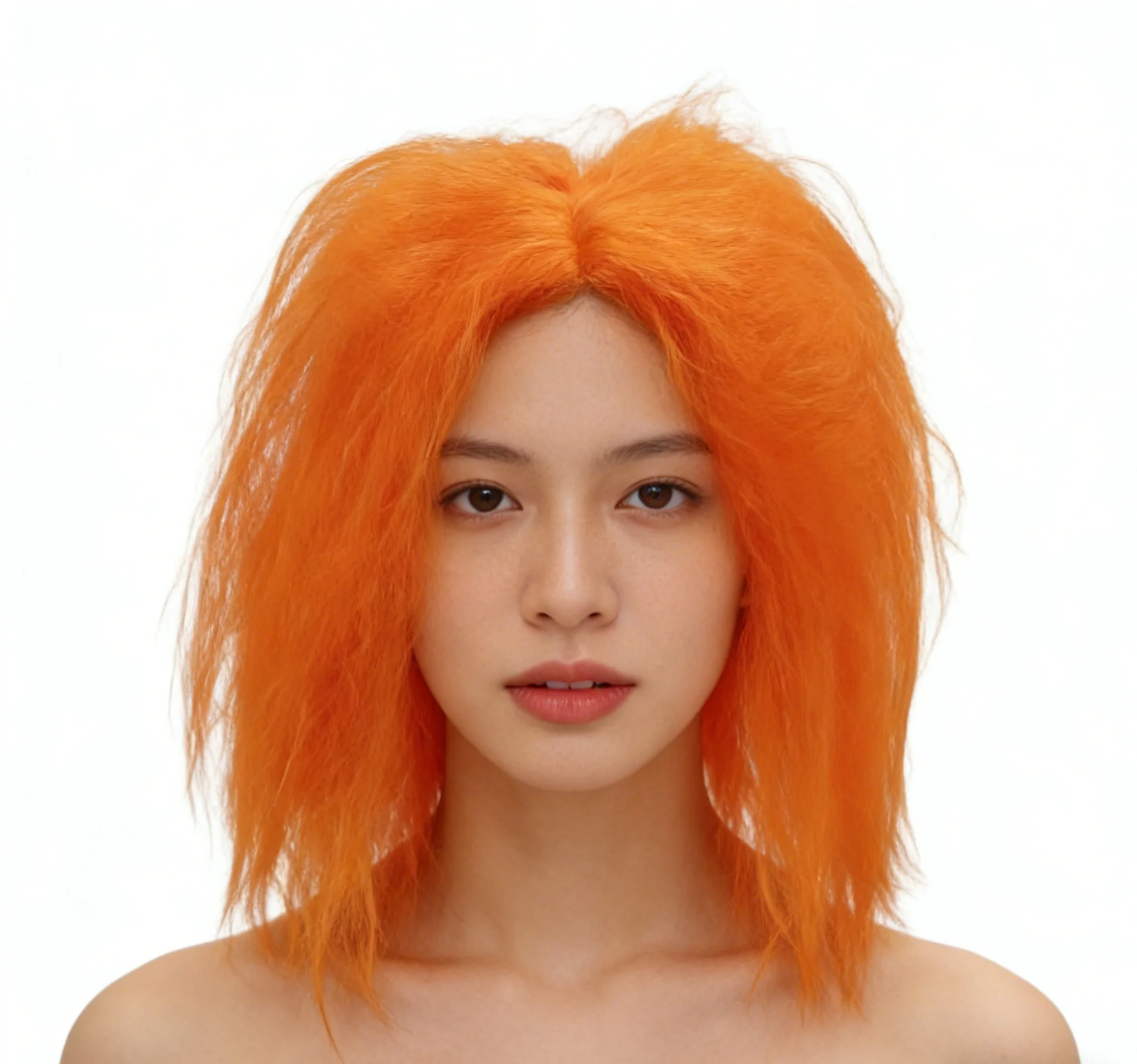Bright Orange Fluffy Messy Layered Long Wig Soft Glossy Synthetic for Cosplay Fashion Creative