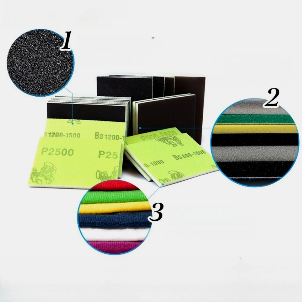 100PCS: 자동차 미용 스폰지 모래 100*75mm 목재 가구 자동차 수리 금속 가공 연삭 연마 스폰지 모래