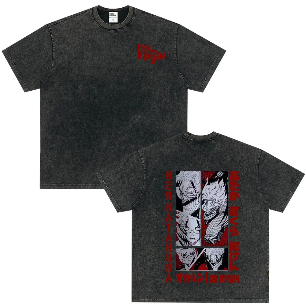 

2025 Новый стиль, футболка с котом Дандан Окарон, аниме, стираные футболки с графикой, модная хлопковая футболка высокого качества, стильная одежда 2025 года