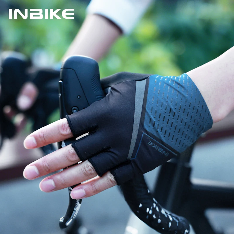 INBIKE 自転車ハーフフィンガーグローブ 日焼け防止と滑り止め乗馬屋外運動手袋フィットネス自転車オートバイ乗馬グローブ