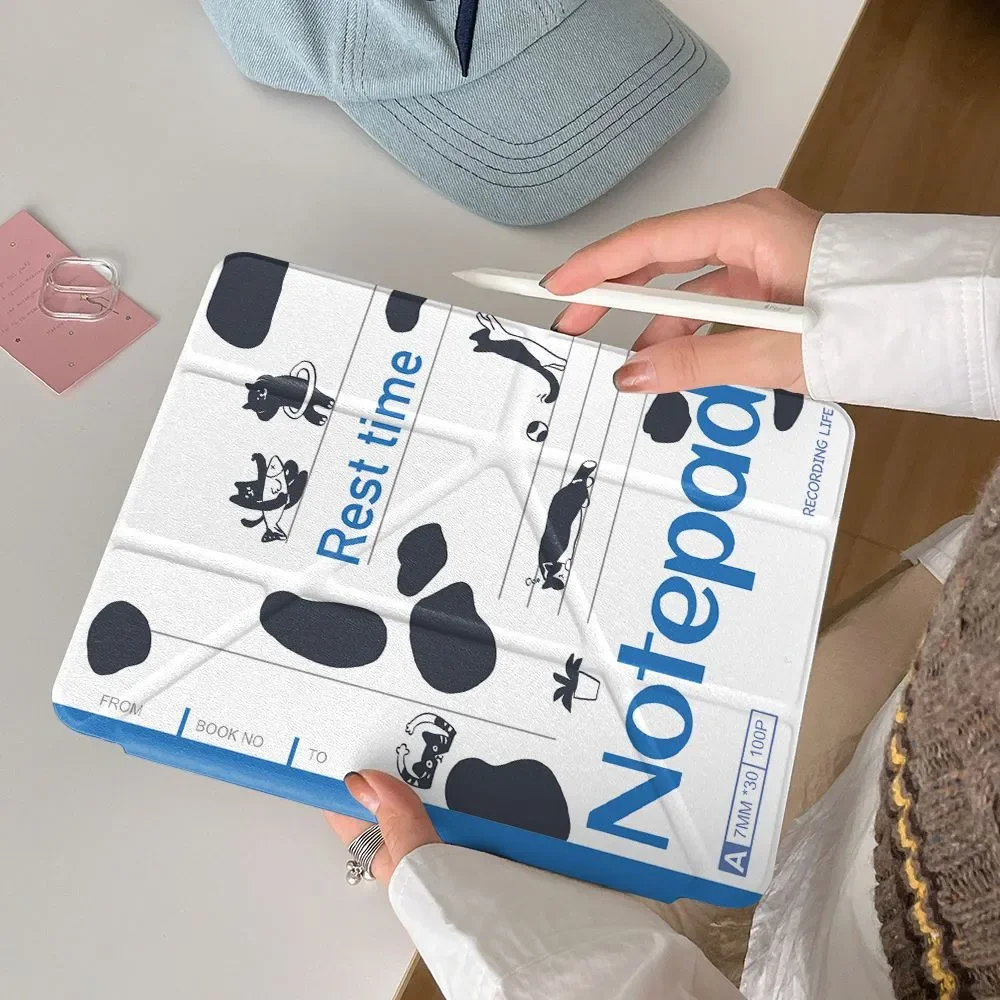 

Notepad Kitten Tablet Case For iPad Pro 11 12.9 13 8.3 M2 M4 M3 9.7 10.2 5/6th 7/8/9 10th 11th Mini 6 7 Air 3 4 5 6 Stand Cover