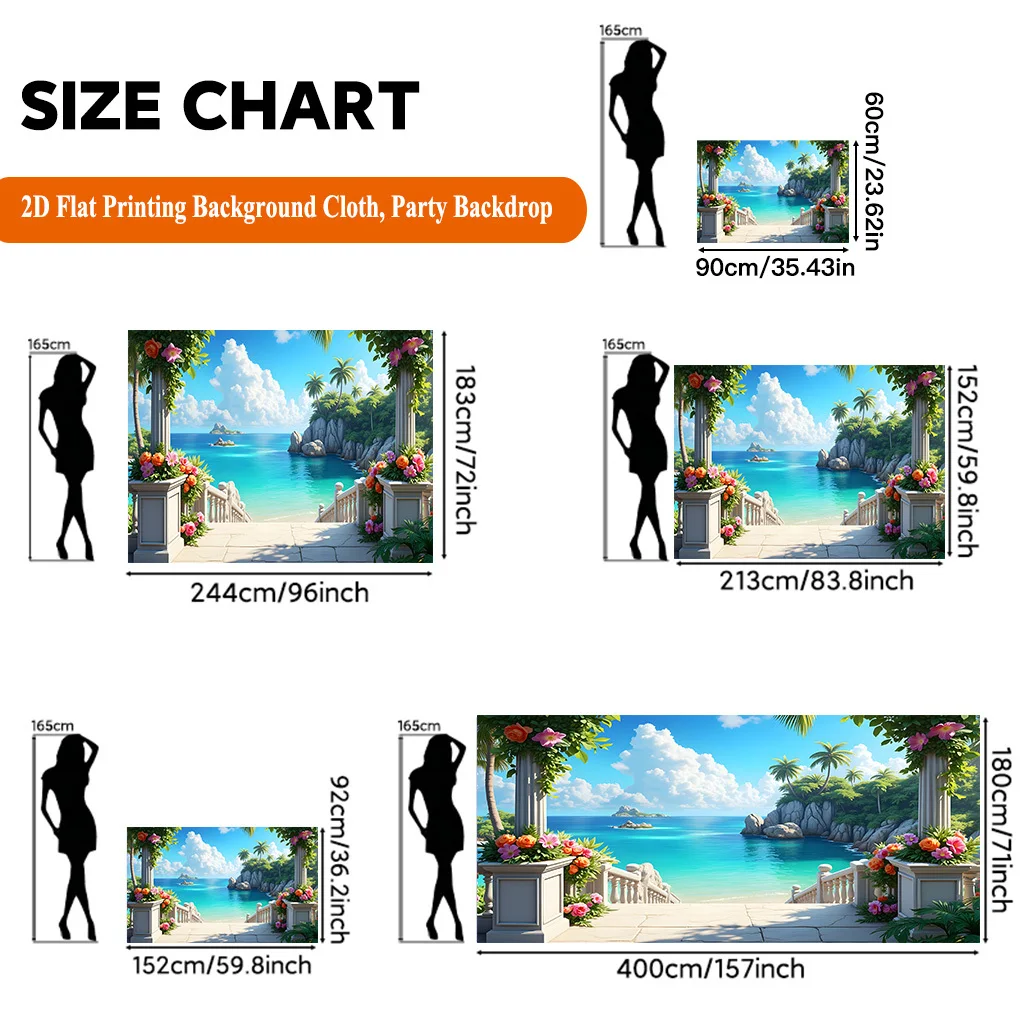 Luxury Tropical Beach Paradise Backdrop Tapestry Photo Booth Background Cloth Wall Decor for Party Event Summer Resort