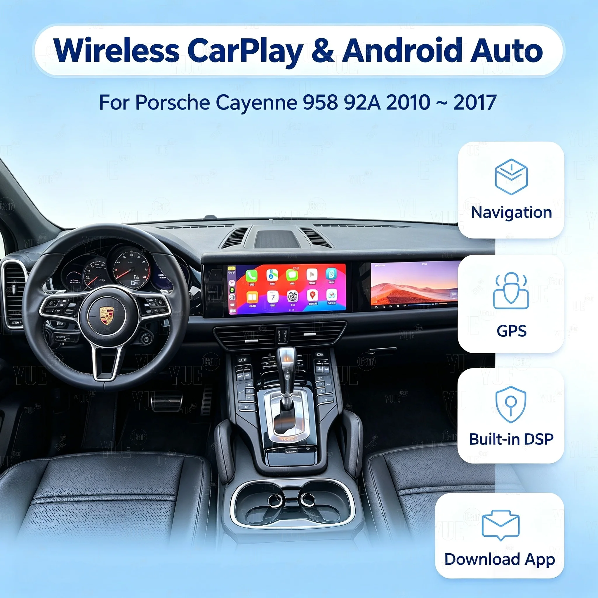 Android Auto Carplay Car Radio For Porsche Cayenne 958 92A 2010 ~ 2017 Stereo Multimedia Navigation Dual Screen GPS Video Player