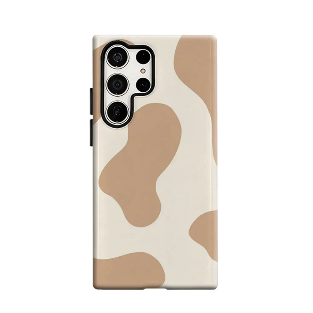 CaseLumi Phone Case For Samsung Galaxy S25 S24 S23 Ultra Plus HD Hard Soft Brown Cow Print Pattern Double Layer Cover Film Shell