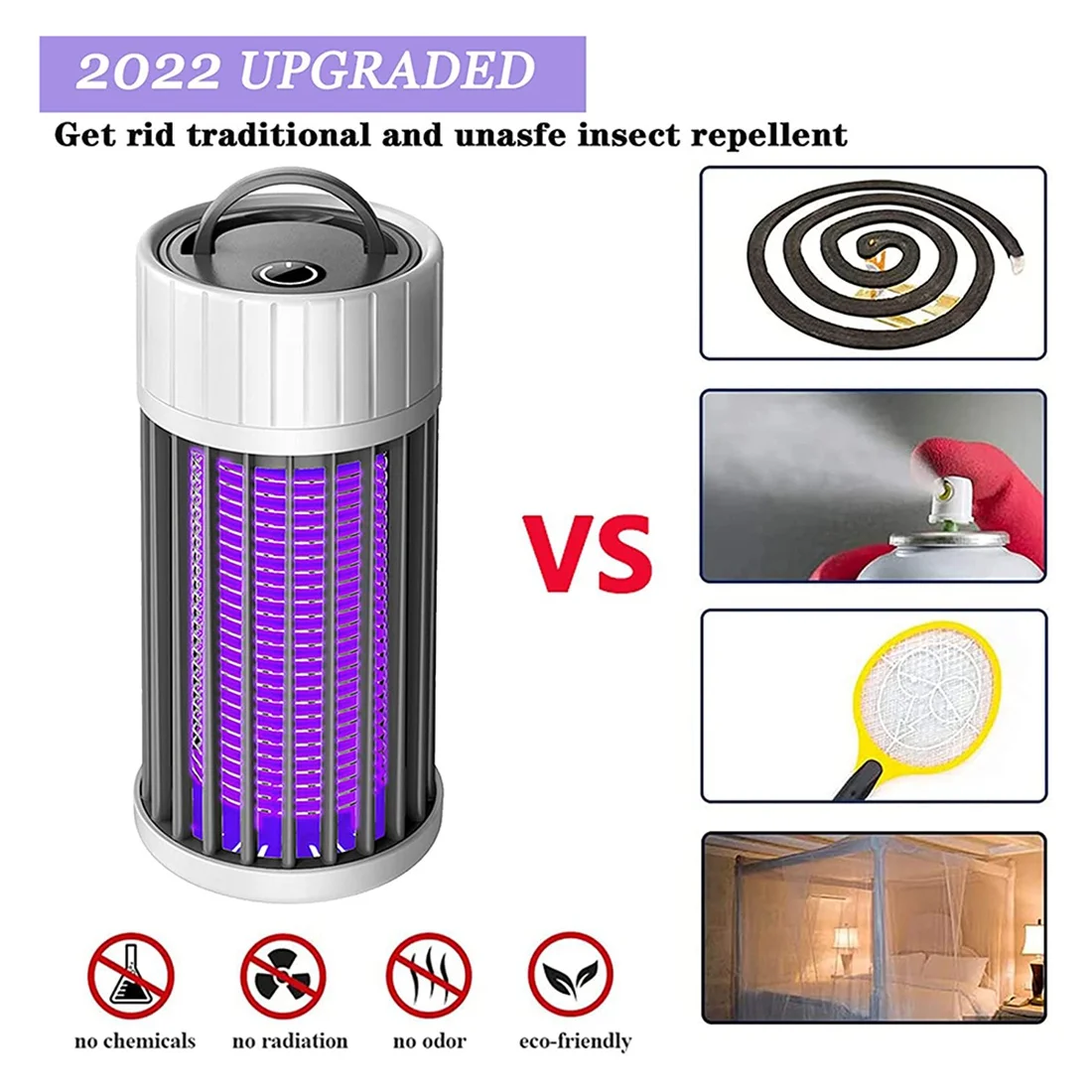 Muggenlamp, Usb Elektrische Bug Zapper 360 ° Uv Fly Zapper, Draagbare Bug Killer Licht Indoor & Outdoor Voor Slaapkamer Hotel