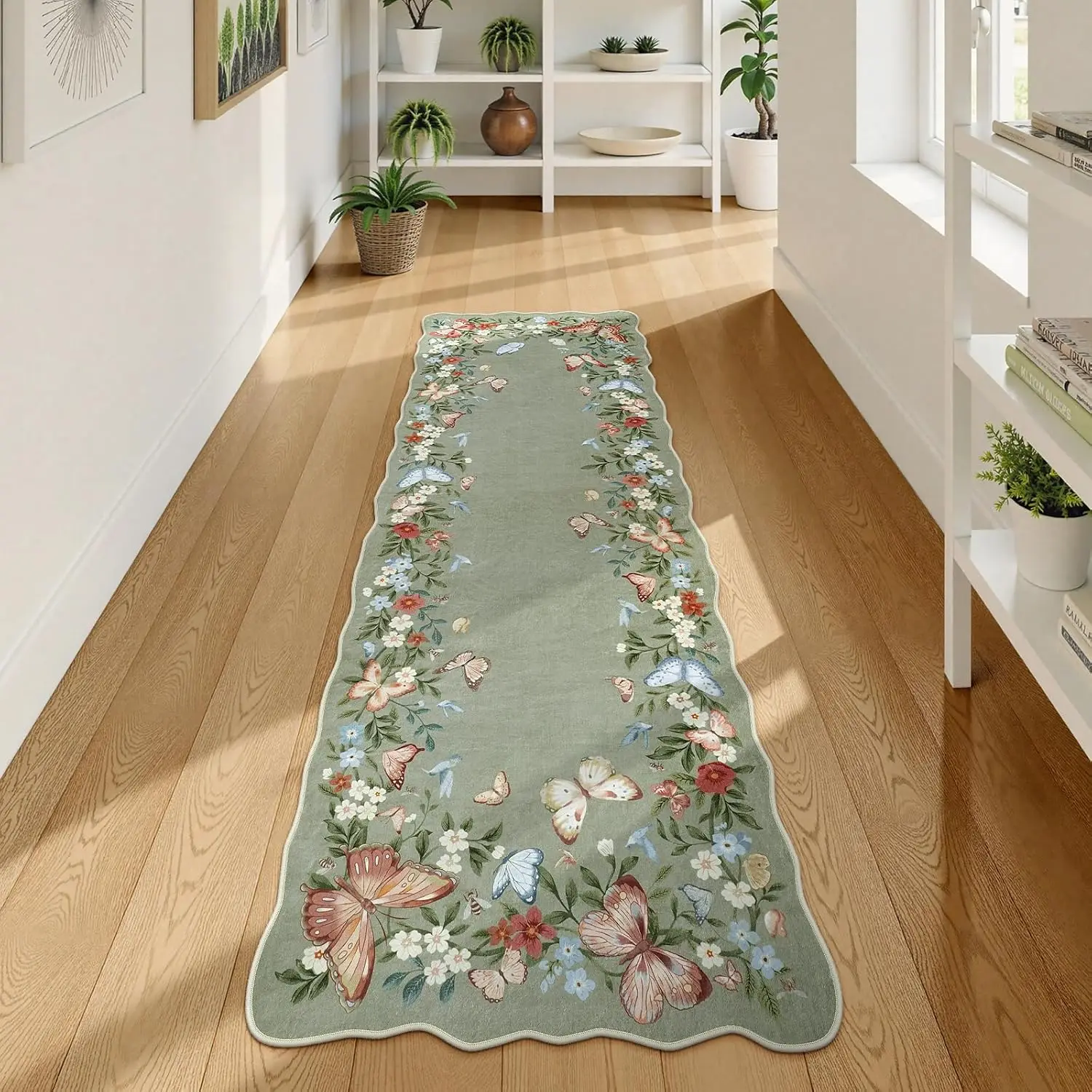 VIKAMA Plant Premium Faux Cashmere Washable Back Carpet, Entrance Foyers, Bathroom Doormats, Anti-Slip Washable Home Decoration