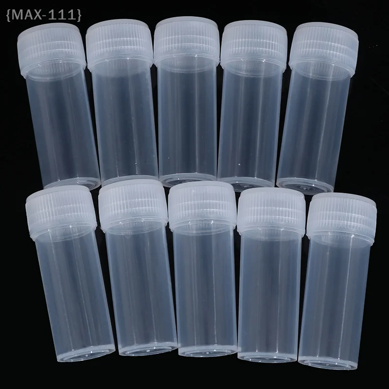 【F2-MAX111】10Pcs 5ml Plastic Test Tubes Vials with Screw Cap - Sample Powder Container Bottles for Office School Chemistry Suppl