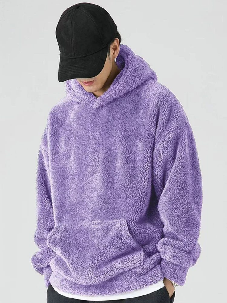 Man Hoodies Coral Fleece Designer Y2k Vintage Novelty and Welcome Deal New in Funny Korean Style 90s No Logo Sweatshirts for Men