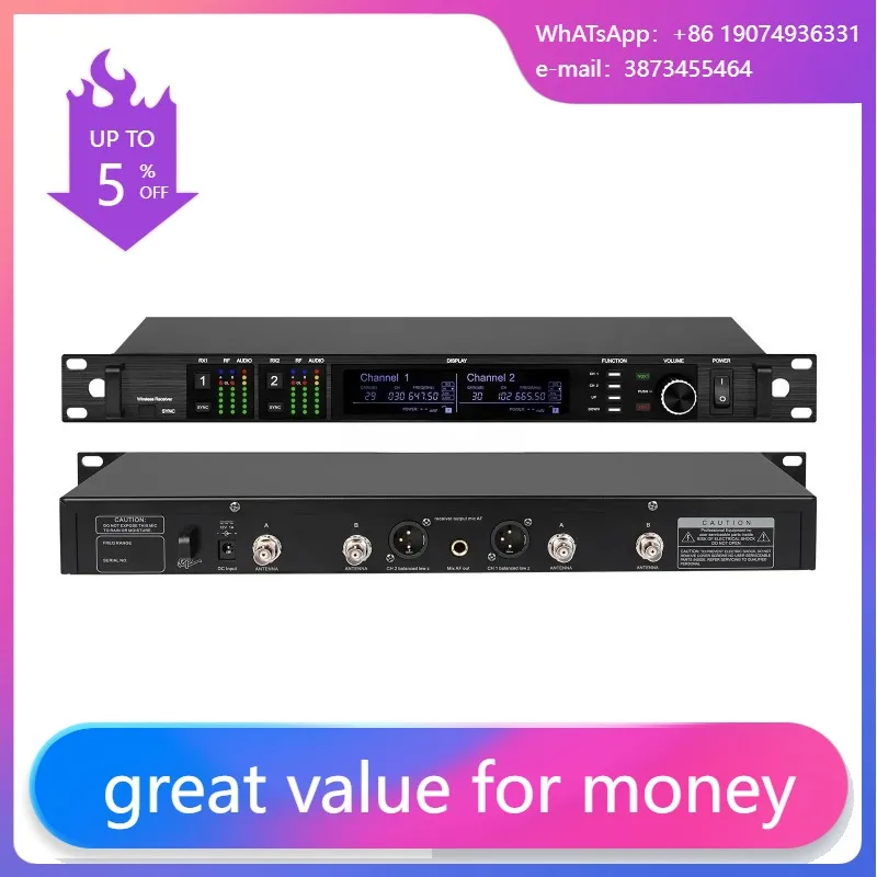 

AD4D 2 Dual Channel UHF True Diversity Digital Wireless Karaoke Microphone Portable Metal Mic With KSM8 Performance