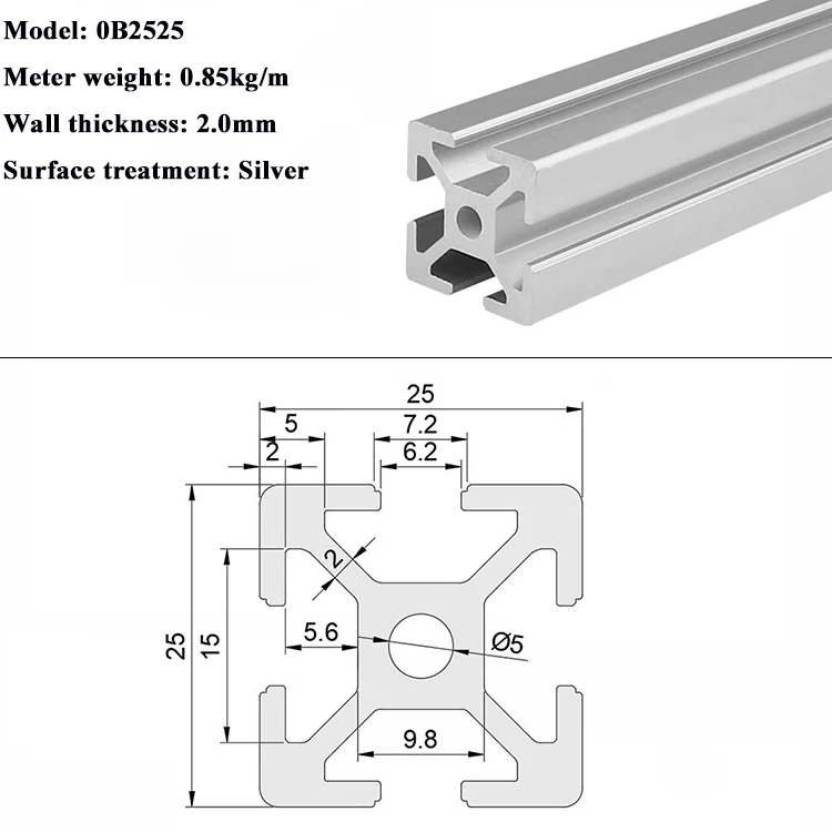 1PC 2525 Aluminum Profile 2550 25 Series 25mmx25mm Industrial Anodized Linear Guides Extrusion Frame EU Standard Anodizing