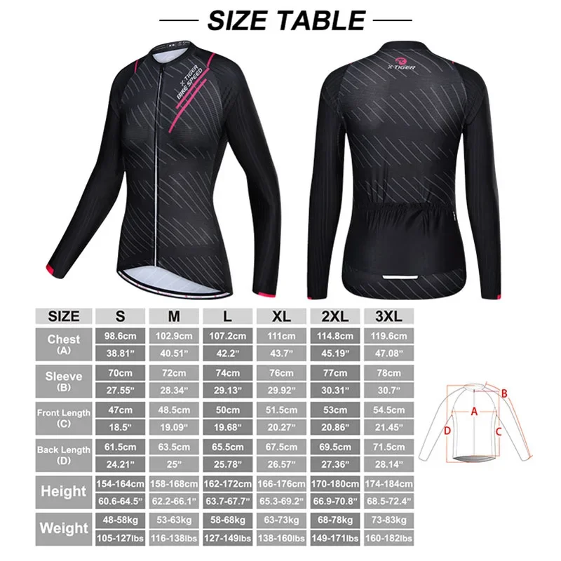 X-Tiger Women\'s Cycling Jersey Long Sleeve Sun protection jersey Thin Bicycle Race Clothing Quick Dry Maillot Bike Sportswear