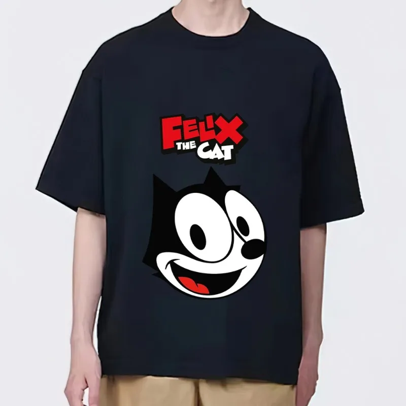 Cartoon F-Felix the Cats T Shirt Men Couple Combination Clothes Short Sleeve Collar Fashion woman Cotton