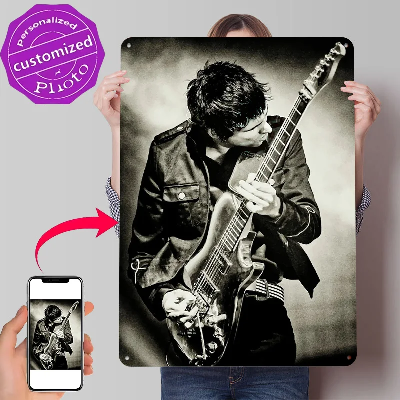Muse Guitarist on Stage 3D Texture Printed Poster Custom Vintage Metal Tin Plate Sign for Wall Art Modern Home Decoration Luxury