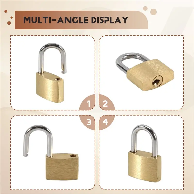 12 Pack Mini Padlock Small Padlock Solid Brass Locks Brass With 3 Key For Luggage Lock,Backpack,Gym Locker Lock,Suitcase Lock-A6