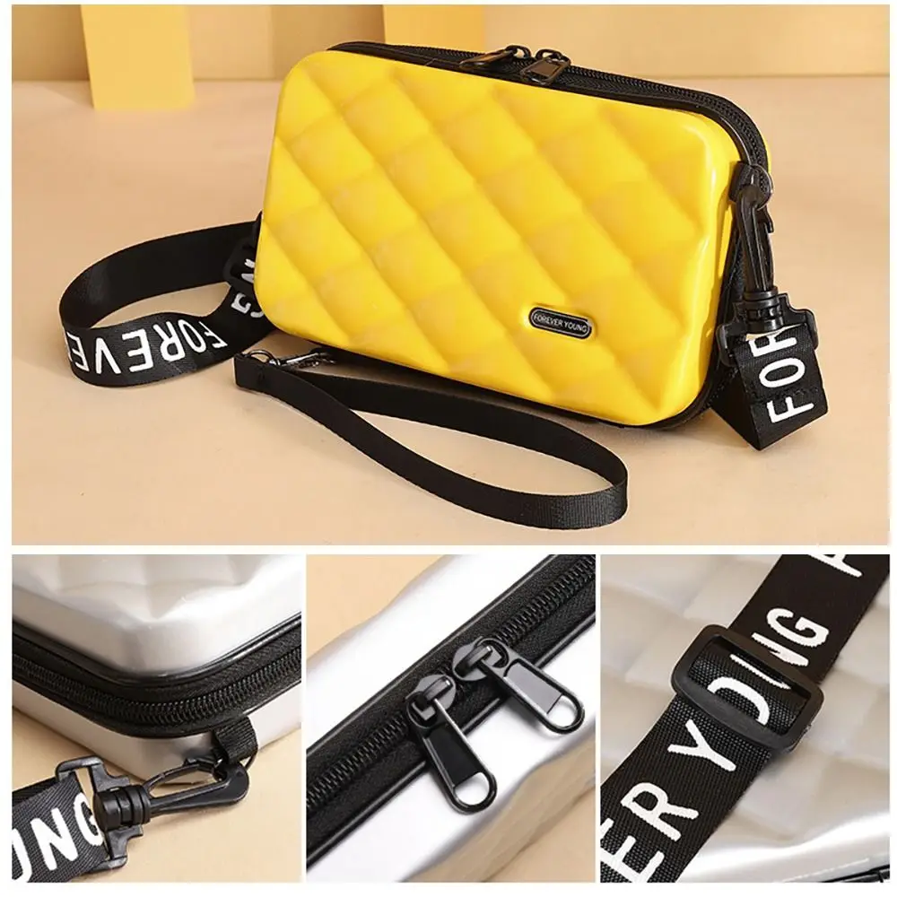 Hard Shell Cosmetic Case Shoulder Bag with Strap Makeup Storage Bag ABS PC Casual Carrying Hard Bag Women Girls Mini Suitcase