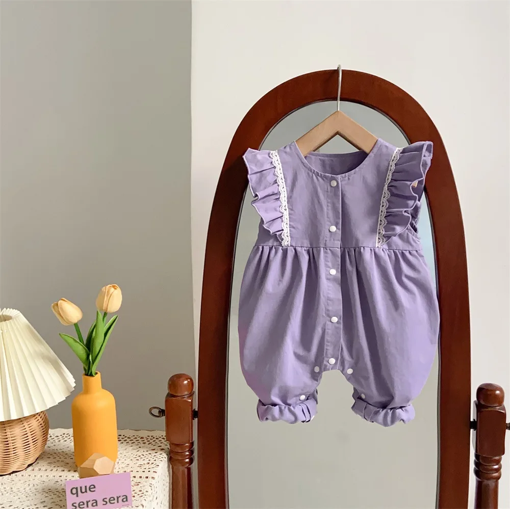 2024 Spring New in Infant Girls Cute Clothing Set 2pcs Kids Peter Pan Collar Floral Top Shirts+jumpsuits Romper Baby 3M-3Y