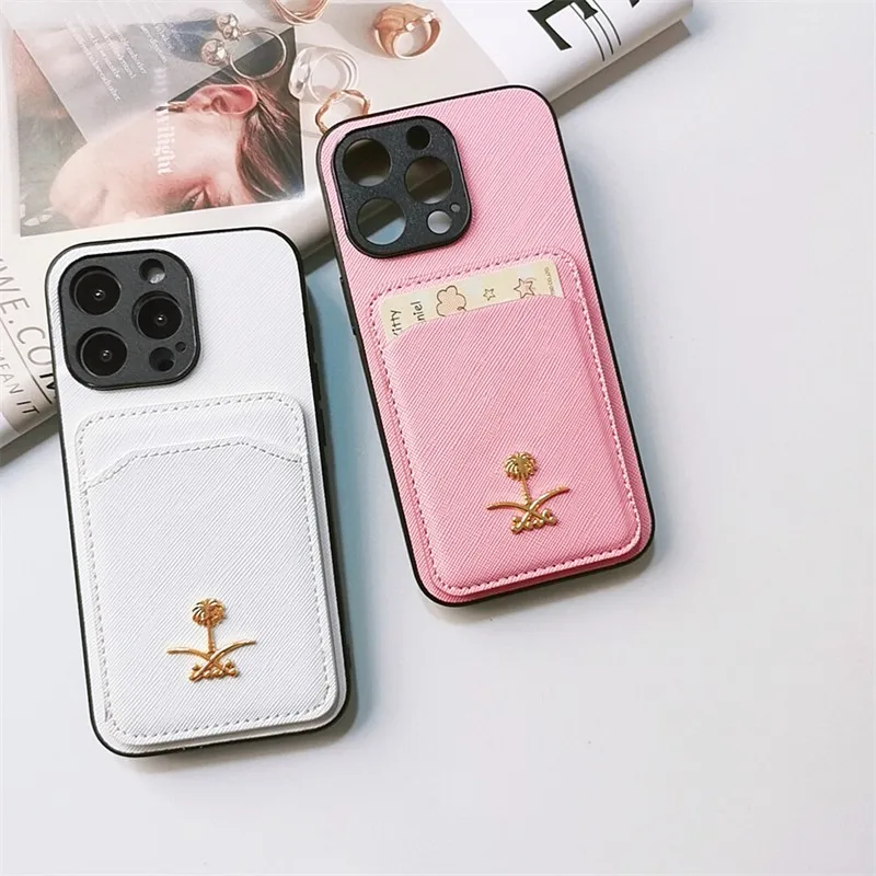 Luxury Card Package Coconut Tree Phone Cover Case For Iphone 16 15 14 13 12 X 11 Pro Max Xr 7 8 Plus Pu Leather Coque Fundas