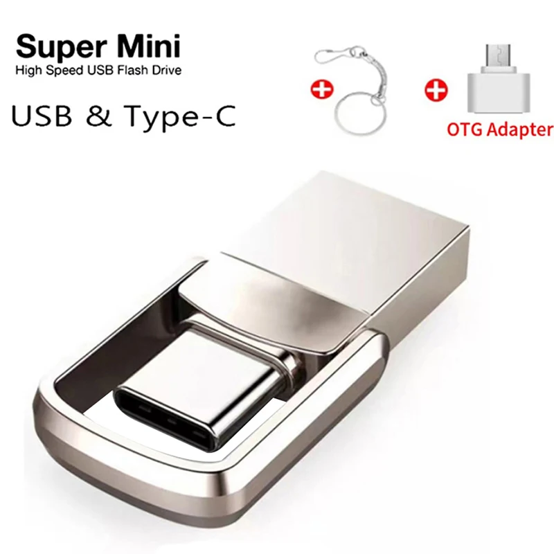 

Mini Type C Ultra Dual USB Flash Drives USB 3.0 & Type C Memory Stick Pendrive 2 IN 1 Thumb Pen Drive 32GB-2TB USB Flash Drive