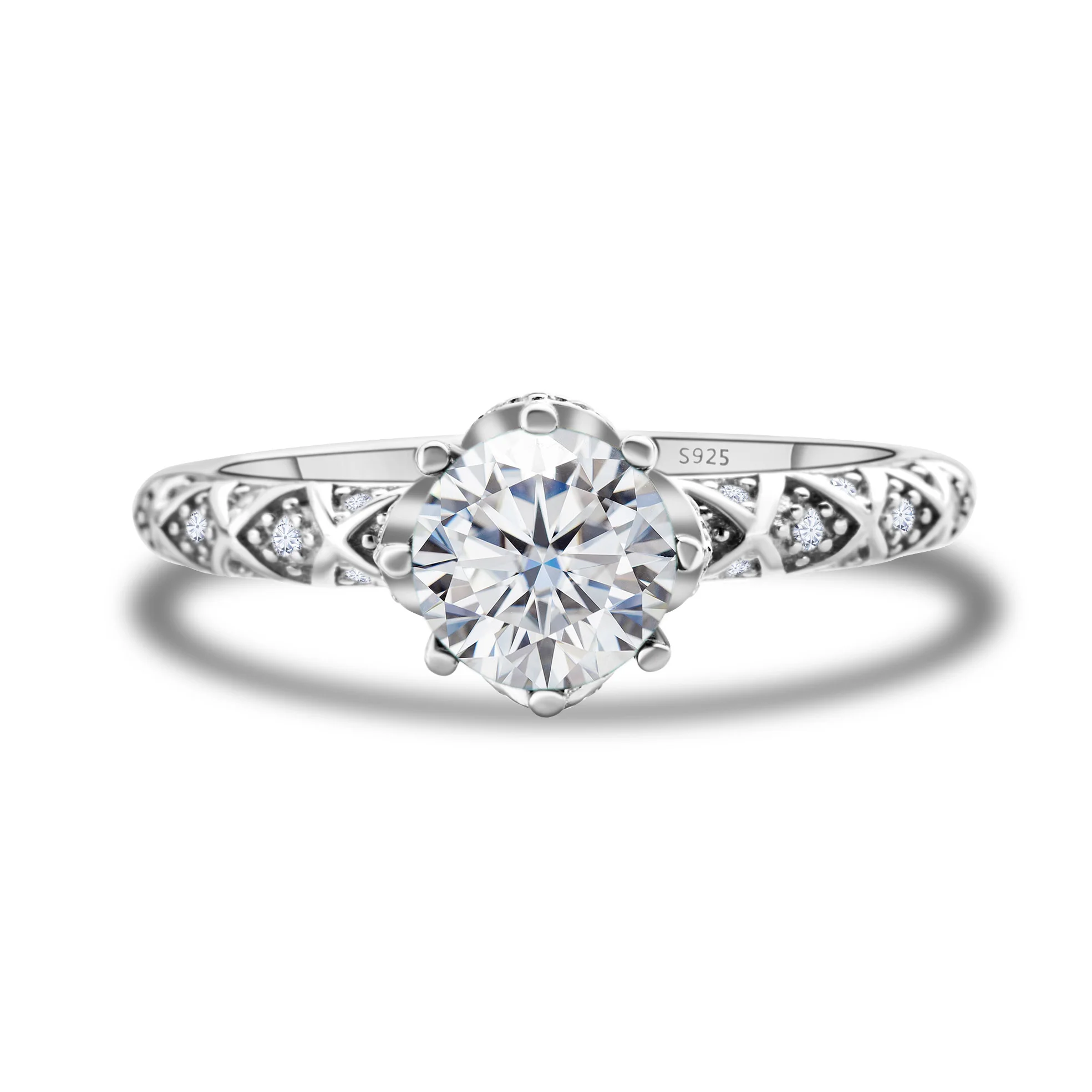 Moissantie Diamantring, Farbe D, Reinheit VVS, aus 925er Sterlingsilber, für Damen und Herren, geeignet für den täglichen Gebrauch und als Geschenk zur Verlobung. – Detail 7